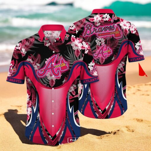 Personalized Name Atlanta Braves MLB Flower Black Luxury Summer Baseball For Sports Fans Hawaiian Shirt