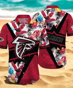 Personalized Name Atlanta Falcons NFL Flower Mix Black Summer Hawaiian Shirt