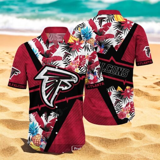 Personalized Name Atlanta Falcons NFL Flower Mix Black Summer Hawaiian Shirt