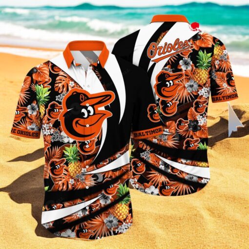 Personalized Name Baltimore Orioles MLB Flower Pineapple Summer Baseball For Sports Fans Hawaiian Shirt