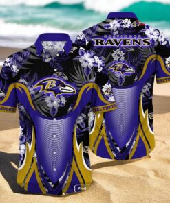 Personalized Name Baltimore Ravens NFL Luxury Flower Summer Hawaiian Shirt