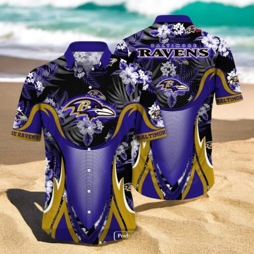 Personalized Name Baltimore Ravens NFL Luxury Flower Summer Hawaiian Shirt