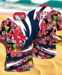 Personalized Name Boston Red Sox MLB Flower Pineapple Summer Baseball For Sports Fans Hawaiian Shirt