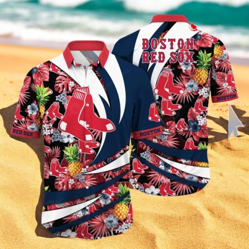 Personalized Name Boston Red Sox MLB Flower Pineapple Summer Baseball For Sports Fans Hawaiian Shirt