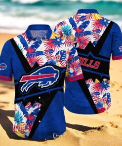 Personalized Name Buffalo Bills NFL Flower Mix Black Summer Hawaiian Shirt