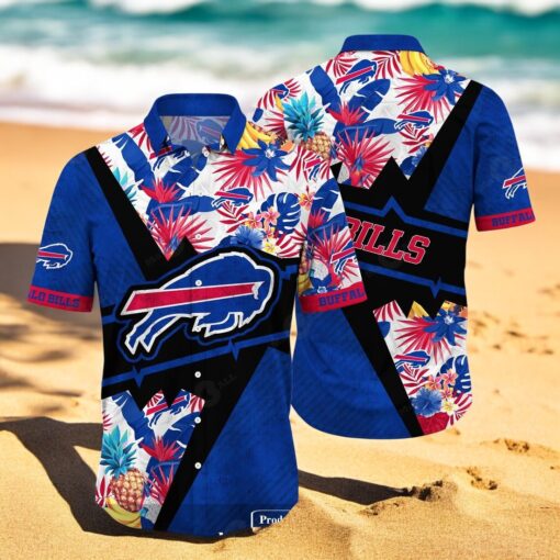 Personalized Name Buffalo Bills NFL Flower Mix Black Summer Hawaiian Shirt