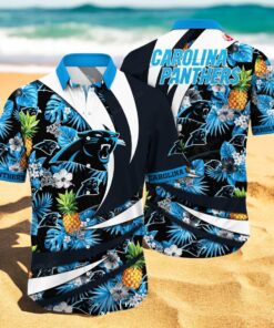 Personalized Name Carolina Panthers NFL Flower Pineapple Summer Hawaiian Shirt