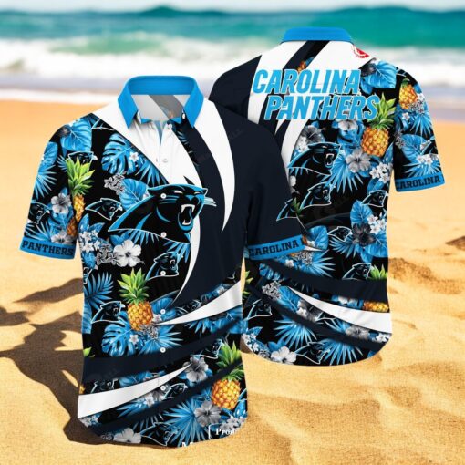Personalized Name Carolina Panthers NFL Flower Pineapple Summer Hawaiian Shirt