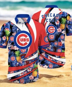 Personalized Name Chicago Cubs MLB Flower Pineapple Summer Baseball For Sports Fans Hawaiian Shirt