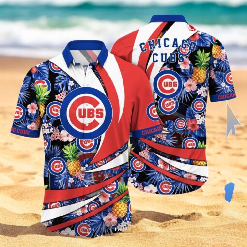 Personalized Name Chicago Cubs MLB Flower Pineapple Summer Baseball For Sports Fans Hawaiian Shirt