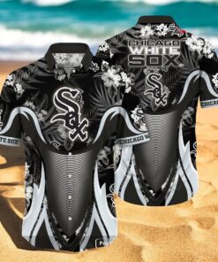 Personalized Name Chicago White Sox MLB Flower Black Luxury Summer Baseball For Sports Fans Hawaiian Shirt