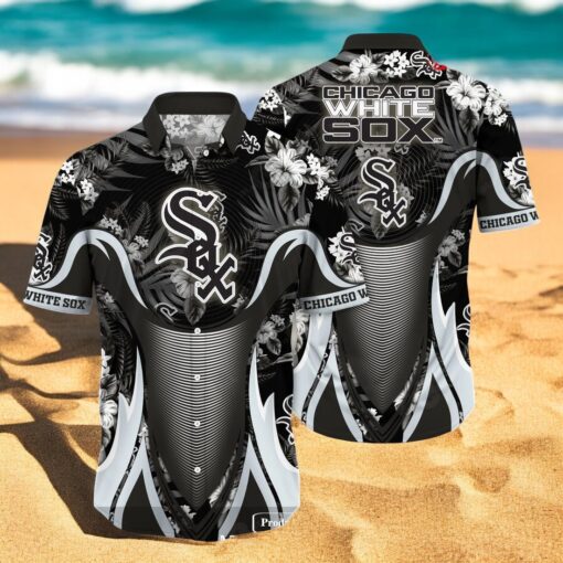Personalized Name Chicago White Sox MLB Flower Black Luxury Summer Baseball For Sports Fans Hawaiian Shirt