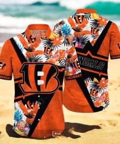 Personalized Name Cincinnati Bengals NFL Flower Mix Black Summer Hawaiian Shirt