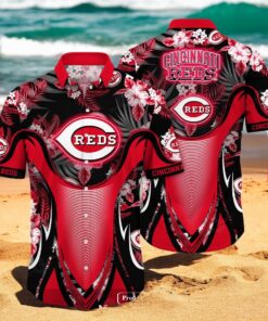 Personalized Name Cincinnati Reds MLB Flower Black Luxury Summer Baseball For Sports Fans Hawaiian Shirt