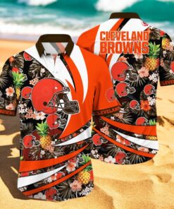 Personalized Name Cleveland Browns NFL Flower Pineapple Summer Hawaiian Shirt