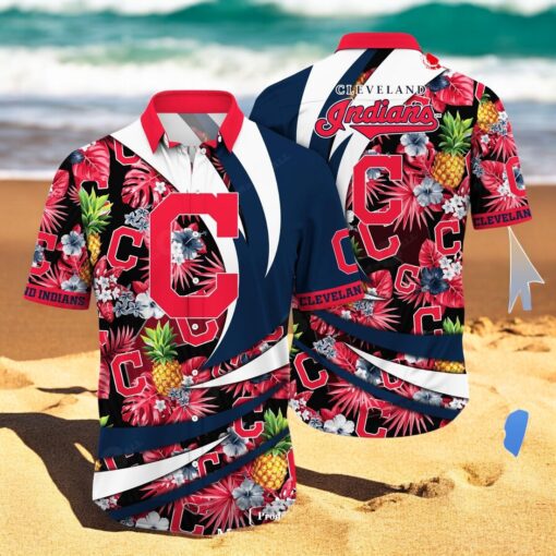 Personalized Name Cleveland Indians MLB Flower Pineapple Summer Baseball For Sports Fans Hawaiian Shirt