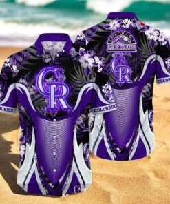 Personalized Name Colorado Rockies MLB Flower Black Luxury Summer Baseball For Sports Fans Hawaiian Shirt