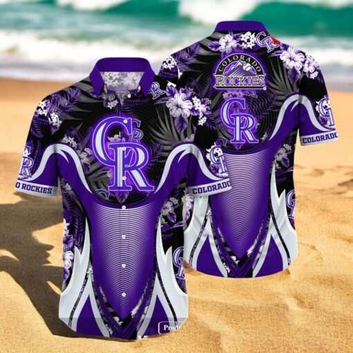 Personalized Name Colorado Rockies MLB Flower Black Luxury Summer Baseball For Sports Fans Hawaiian Shirt
