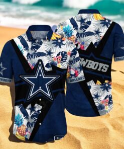 Personalized Name Dallas Cowboys NFL Flower Mix Black Summer Hawaiian Shirt