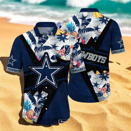 Personalized Name Dallas Cowboys NFL Flower Mix Black Summer Hawaiian Shirt