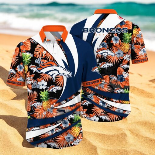 Personalized Name Denver Broncos NFL Flower Pineapple Summer Hawaiian Shirt