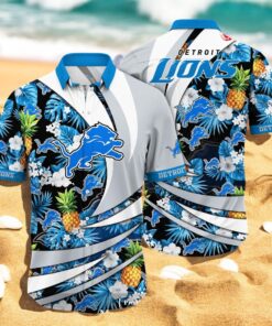 Personalized Name Detroit Lions NFL Flower Pineapple Summer Hawaiian Shirt