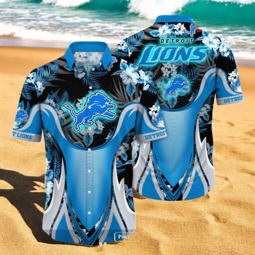 Personalized Name Detroit Lions NFL Luxury Flower Summer Hawaiian Shirt