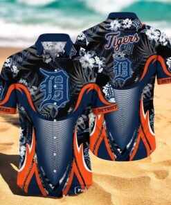 Personalized Name Detroit Tigers MLB Flower Black Luxury Summer Baseball For Sports Fans Hawaiian Shirt