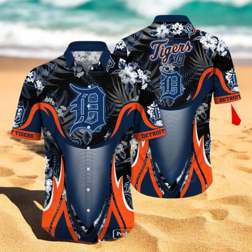 Personalized Name Detroit Tigers MLB Flower Black Luxury Summer Baseball For Sports Fans Hawaiian Shirt
