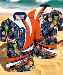 Personalized Name Detroit Tigers MLB Flower Pineapple Summer Baseball For Sports Fans Hawaiian Shirt