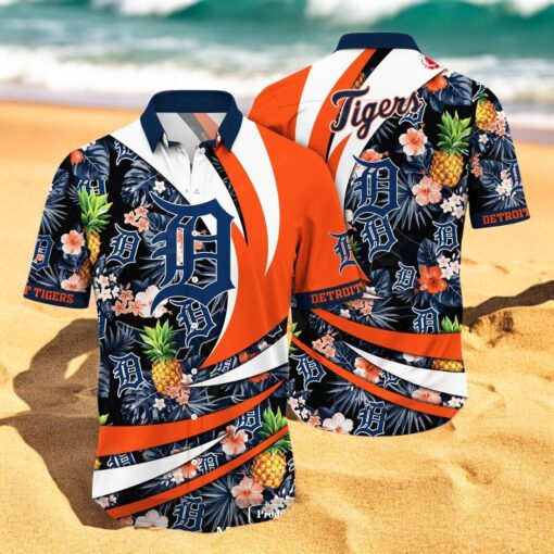 Personalized Name Detroit Tigers MLB Flower Pineapple Summer Baseball For Sports Fans Hawaiian Shirt