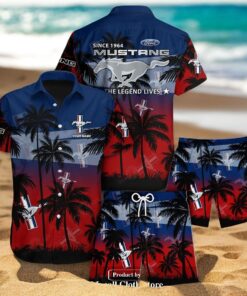 Personalized Name Ford Mustang Luxury Coconut Tree Beach Style Hawaiian Shirt