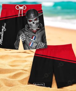 Personalized Name Ford Mustang Preimum Skull Mix Red Black Hawaiian Shirt