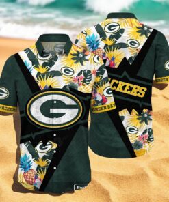 Personalized Name Green Bay Packers NFL Flower Mix Black Summer Hawaiian Shirt