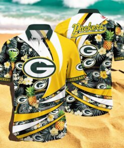 Personalized Name Green Bay Packers NFL Flower Pineapple Summer Hawaiian Shirt