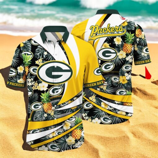 Personalized Name Green Bay Packers NFL Flower Pineapple Summer Hawaiian Shirt