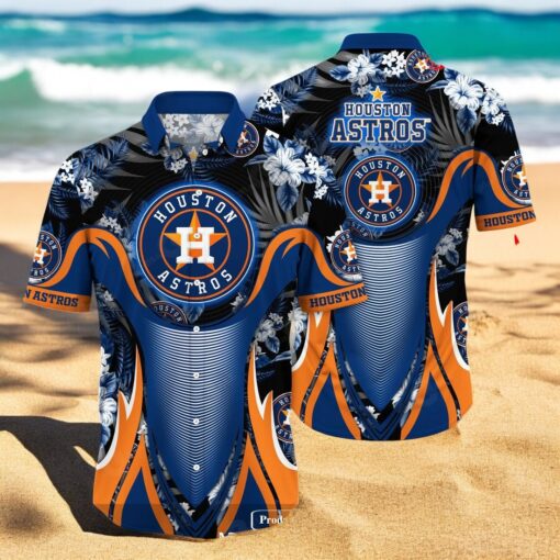 Personalized Name Houston Astros MLB Flower Black Luxury Summer Baseball For Sports Fans Hawaiian Shirt