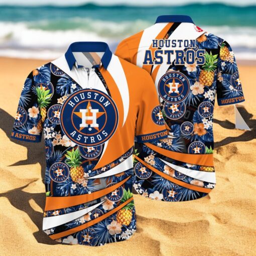 Personalized Name Houston Astros MLB Flower Pineapple Summer Baseball For Sports Fans Hawaiian Shirt
