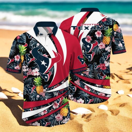 Personalized Name Houston Texans NFL Flower Pineapple Summer Hawaiian Shirt