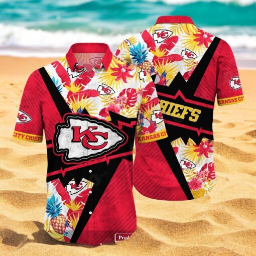 Personalized Name Kansas City Chiefs NFL Flower Mix Black Summer Hawaiian Shirt