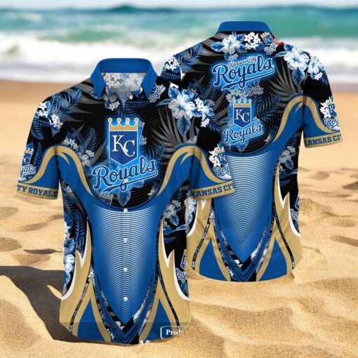 Personalized Name Kansas City Royals MLB Flower Black Luxury Summer Baseball For Sports Fans Hawaiian Shirt