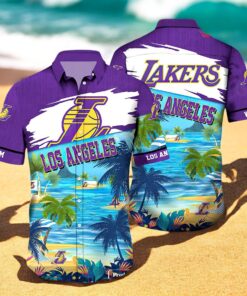 Personalized Name LA LAKERS Coconut Tree Beach Sports Team Hawaiian Shirt Basketball 3D Shirt