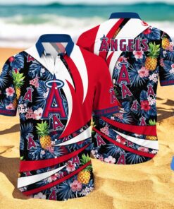 Personalized Name Los Angeles Angels MLB Flower Pineapple Summer Baseball For Sports Fans Hawaiian Shirt