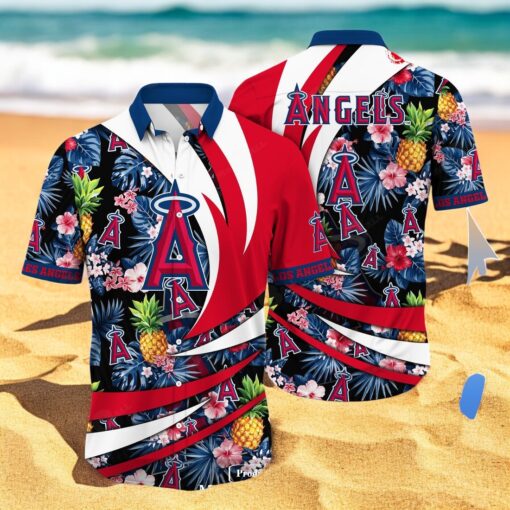 Personalized Name Los Angeles Angels MLB Flower Pineapple Summer Baseball For Sports Fans Hawaiian Shirt