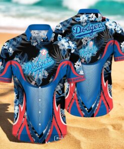 Personalized Name Los Angeles Dodgers MLB Flower Black Luxury Summer Baseball For Sports Fans Hawaiian Shirt