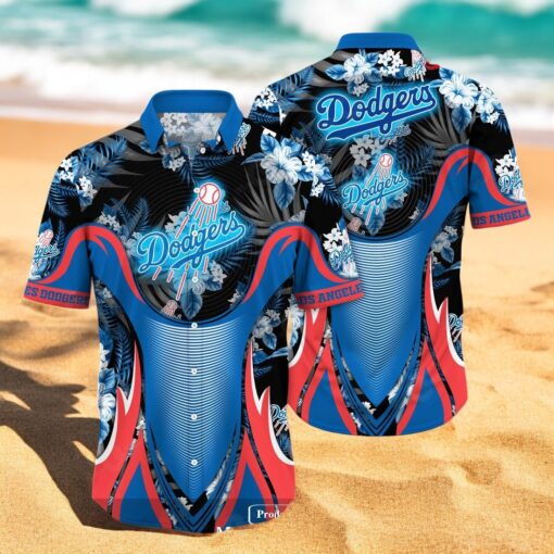 Personalized Name Los Angeles Dodgers MLB Flower Black Luxury Summer Baseball For Sports Fans Hawaiian Shirt