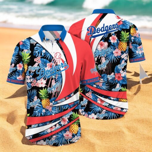 Personalized Name Los Angeles Dodgers MLB Flower Pineapple Summer Baseball For Sports Fans Hawaiian Shirt
