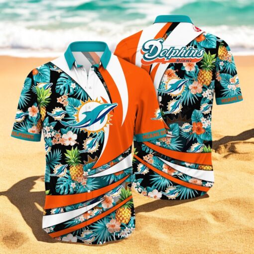 Personalized Name Miami Dolphins NFL Flower Pineapple Summer Hawaiian Shirt
