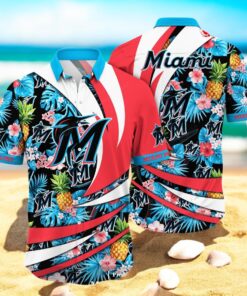 Personalized Name Miami Marlins MLB Flower Pineapple Summer Baseball For Sports Fans Hawaiian Shirt