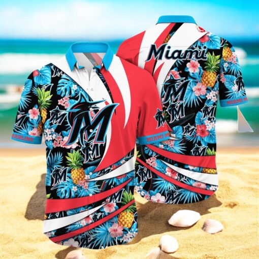 Personalized Name Miami Marlins MLB Flower Pineapple Summer Baseball For Sports Fans Hawaiian Shirt